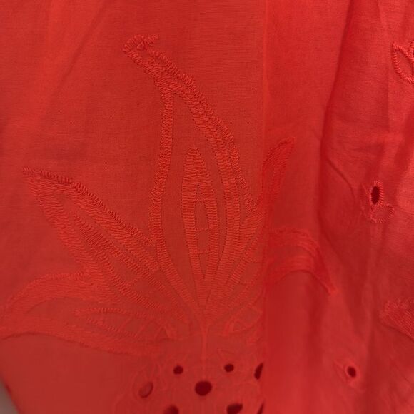 NWT Cynthia Rowley Woman’s Eyelet Embroidered Cotton Blouse in Red. Size XS. - Picture 5 of 11